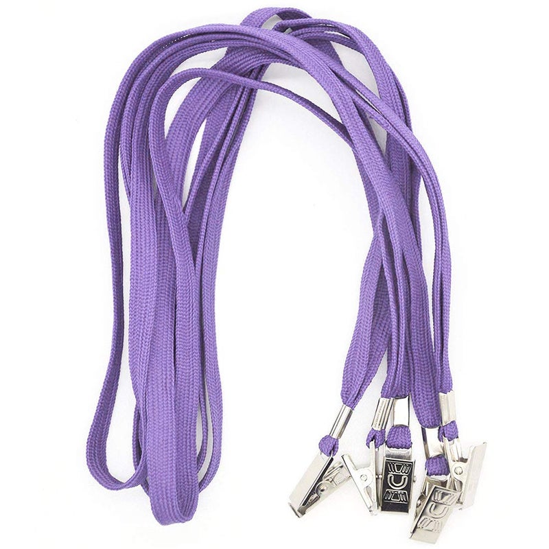 Bird Fiy 50 Pcs Lanyard Bulldog Clip 32-inch Flat Braid Neck Lanyard for Id Cards/badges (Purple) - Image 2